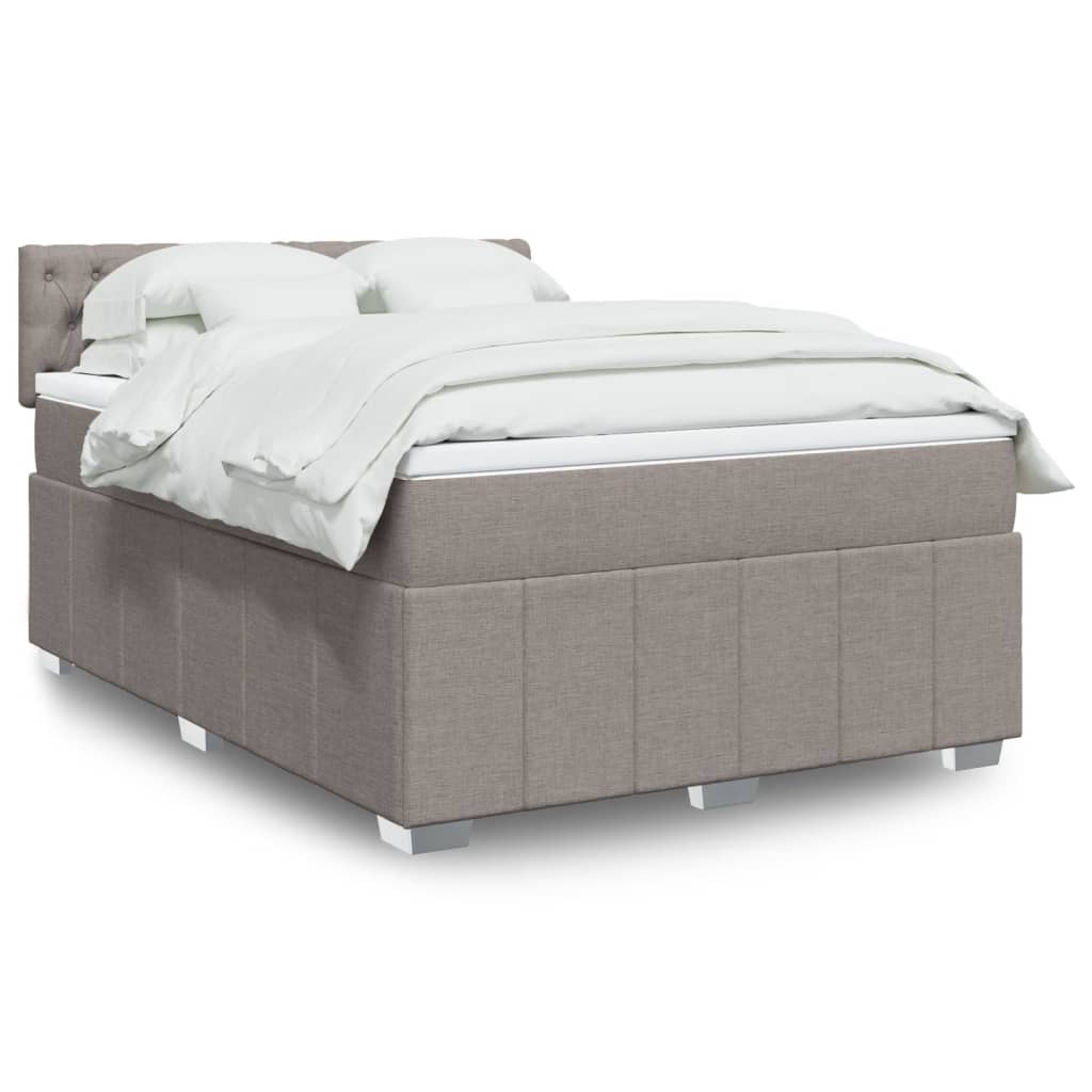 vidaXL Boxspringbett mit Matratze Taupe 160x200 cm Stoff