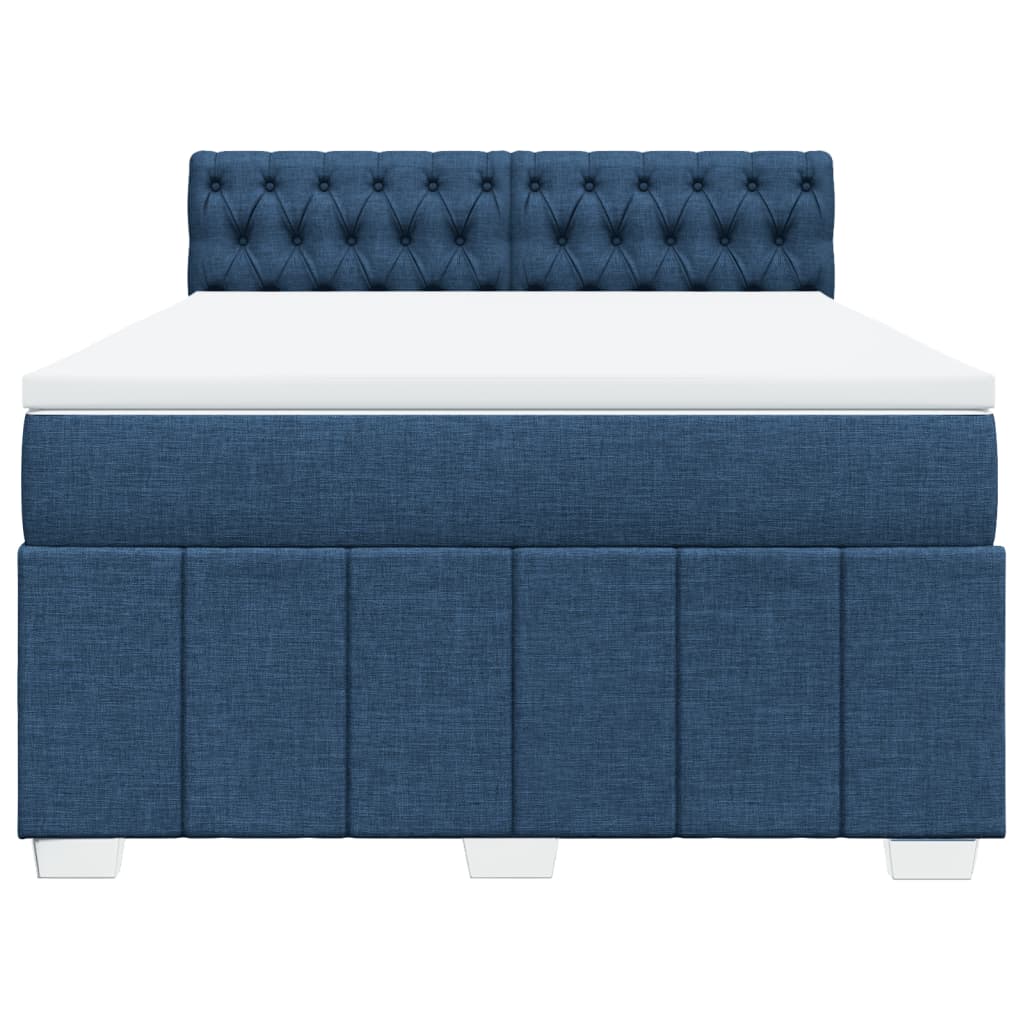 vidaXL Boxspring met matras stof blauw 160x200 cm, foto 4