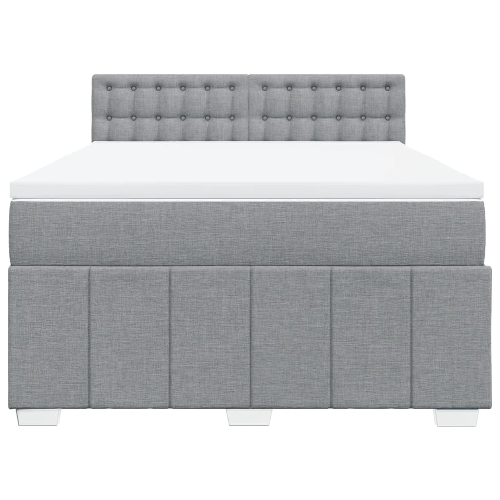 vidaXL Boxspring met matras stof lichtgrijs 160x200 cm grijs, foto 4