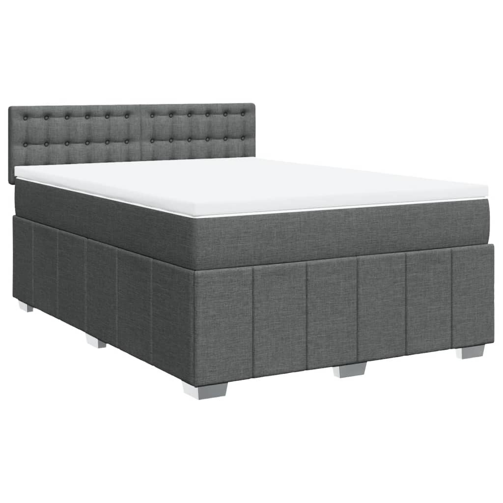 vidaXL Boxspring met matras stof donkergrijs 160x200 cm grijs, foto 3