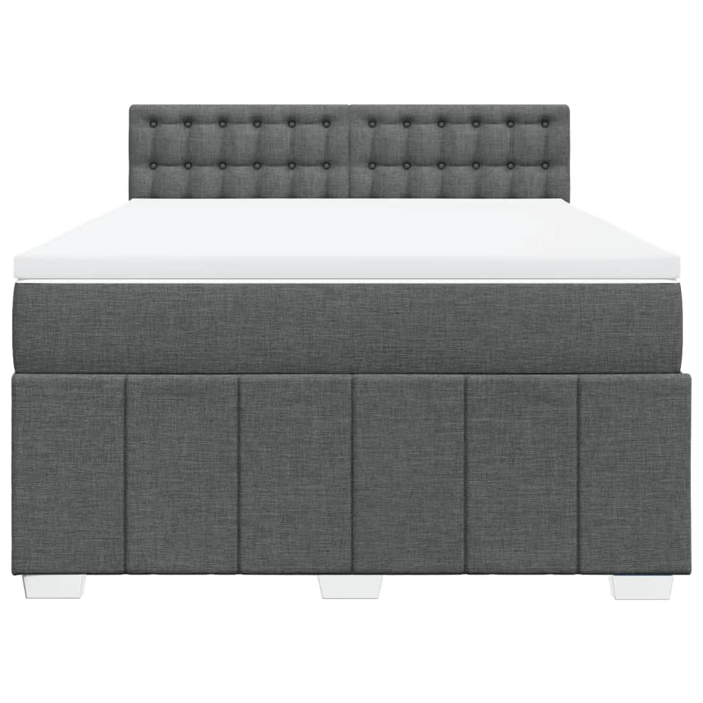 vidaXL Boxspring met matras stof donkergrijs 160x200 cm grijs, foto 4