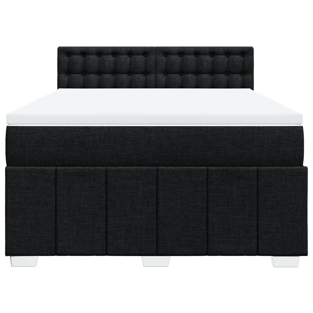 vidaXL Boxspring met matras stof zwart 160x200 cm, foto 4