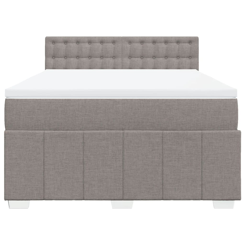 vidaXL Boxspring met matras stof taupe 160x200 cm, foto 4
