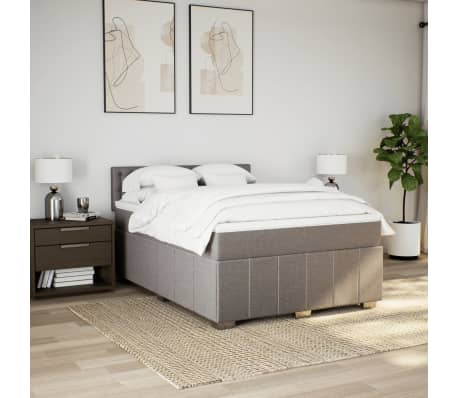 vidaXL Sommier &agrave; lattes de lit avec matelas Taupe 160x200 cm Tissu