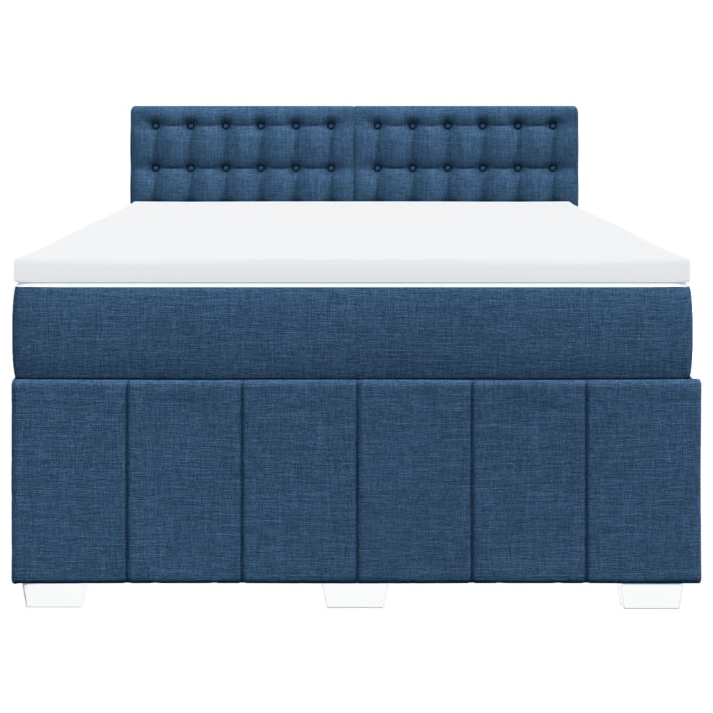 vidaXL Boxspring met matras stof blauw 160x200 cm, foto 4