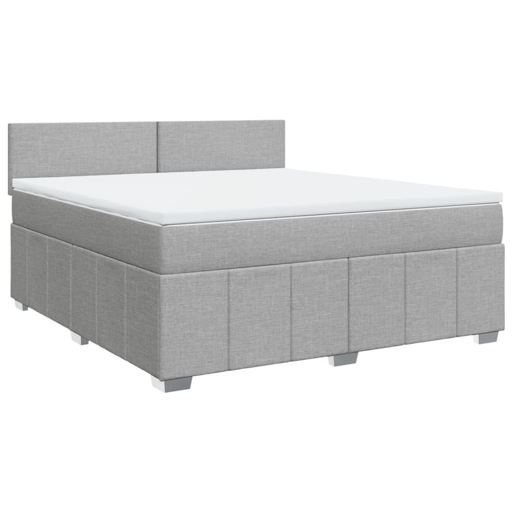 vidaXL Box spring postelja z vzmetnico svetlo siva 180x200 cm blago