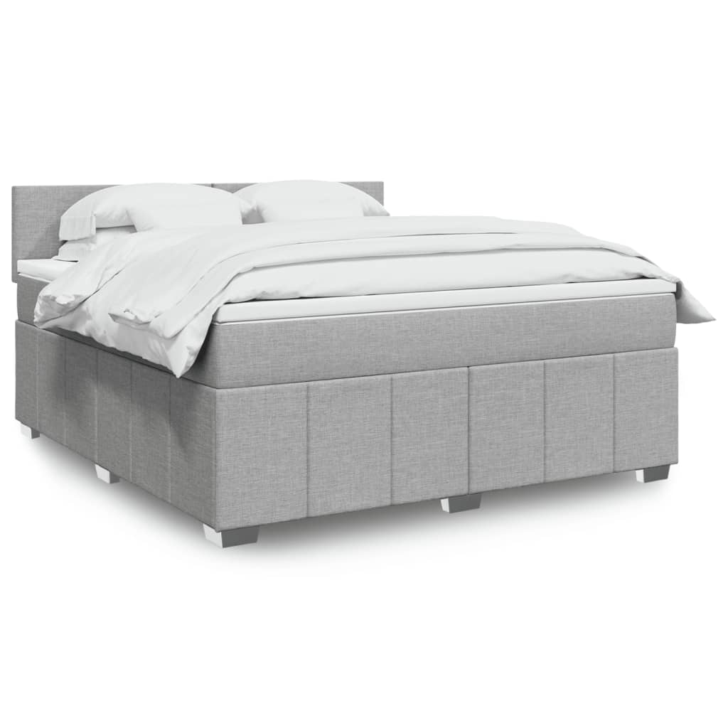 Boxspringbett mit Matratze Hellgrau 180×200 cm Stoff