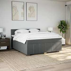 Box spring postel s matrací tmavě šedá 180x200 cm textil - obrázek 3
