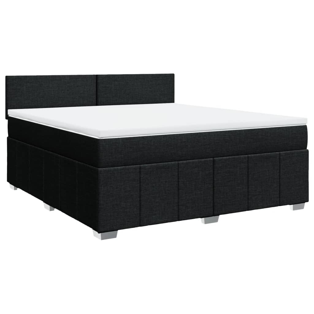 vidaXL Pat box spring cu saltea, negru, 180x200 cm, catifea