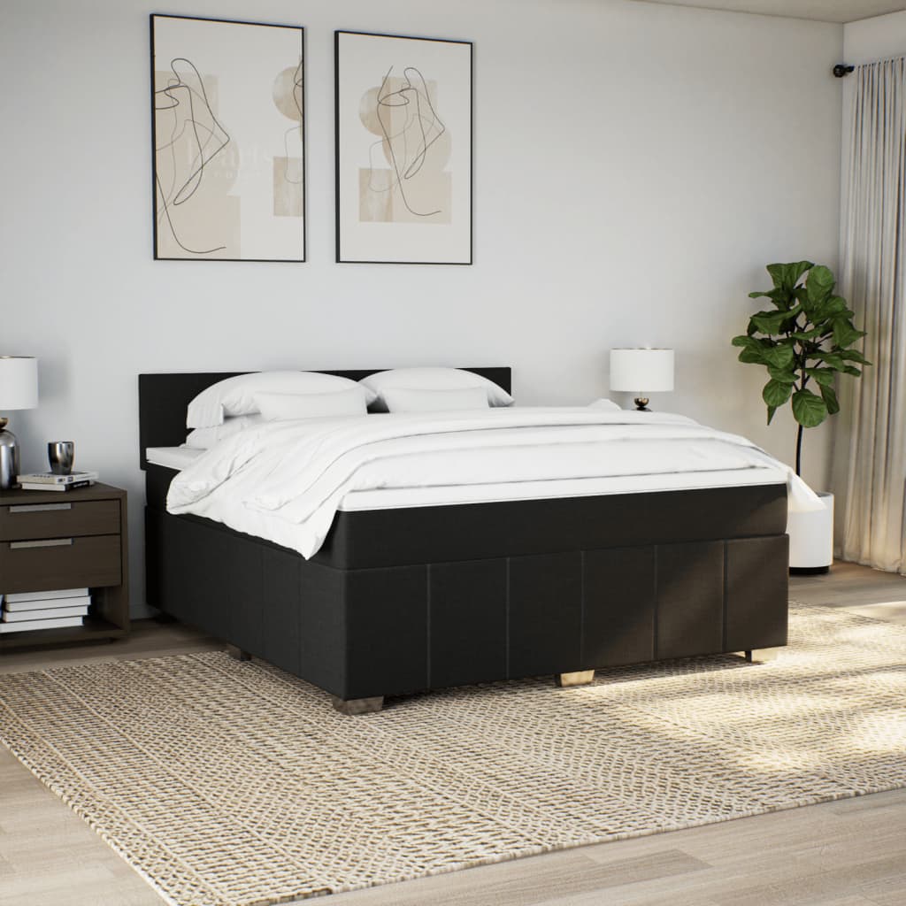 vidaXL Boxspring met matras stof zwart 180x200 cm, foto 2