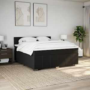 Box spring postel s matrací černá 180x200 cm textil - obrázek 3