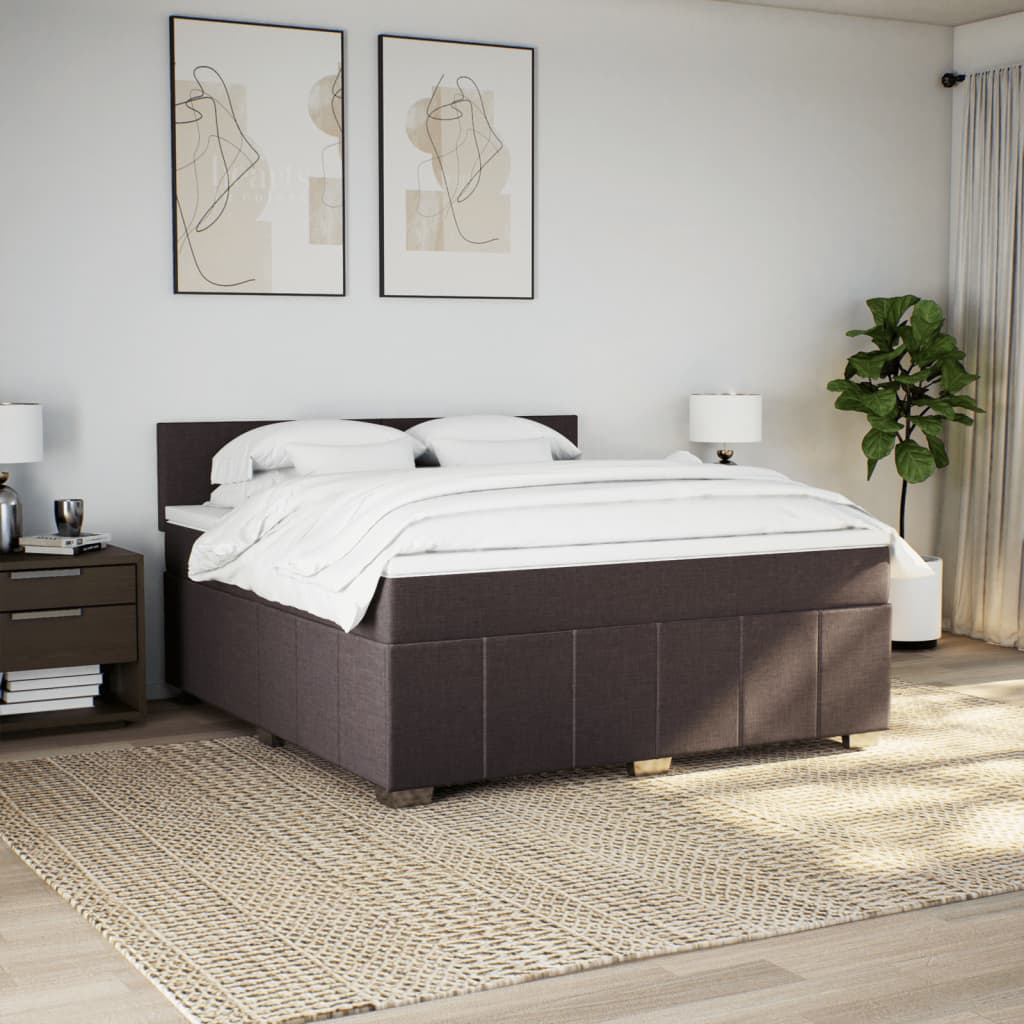 Box spring postel s matrací tmavě hnědá 180x200 cm textil - obrázek 3
