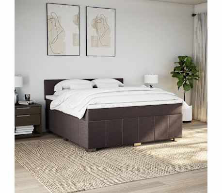vidaXL Pat continental cu saltea maro &icirc;nchis 180x200cm material textil