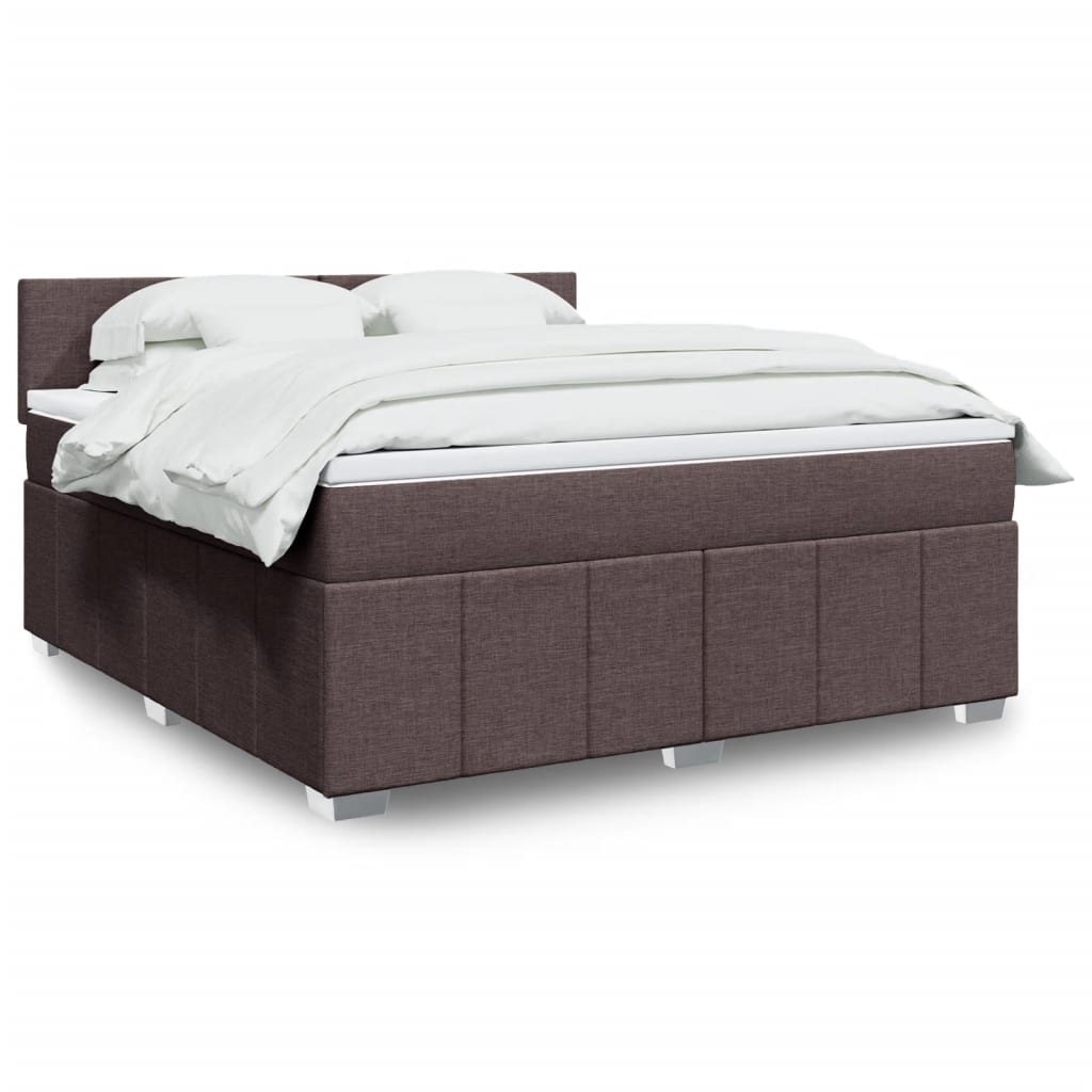 vidaXL Pat continental cu saltea maro închis 180x200cm material textil