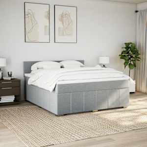 Box spring postel s matrací světle šedá 180 x 200 cm textil - obrázek 3