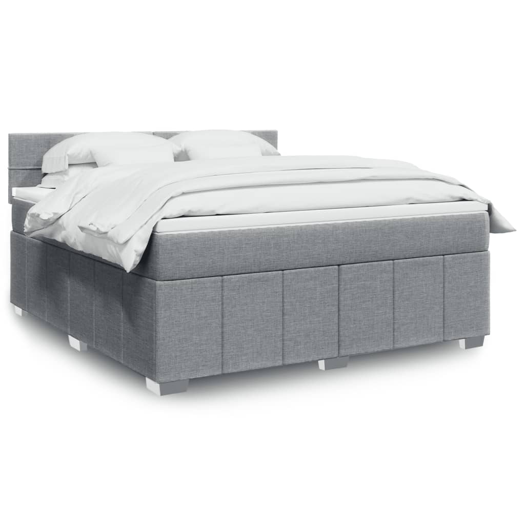 Boxspringbett mit Matratze Hellgrau 180×200 cm Stoff