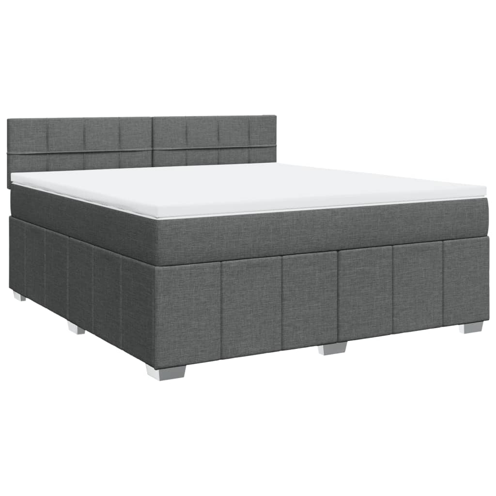 vidaXL Boxspring met matras stof donkergrijs 180x200 cm grijs, foto 3