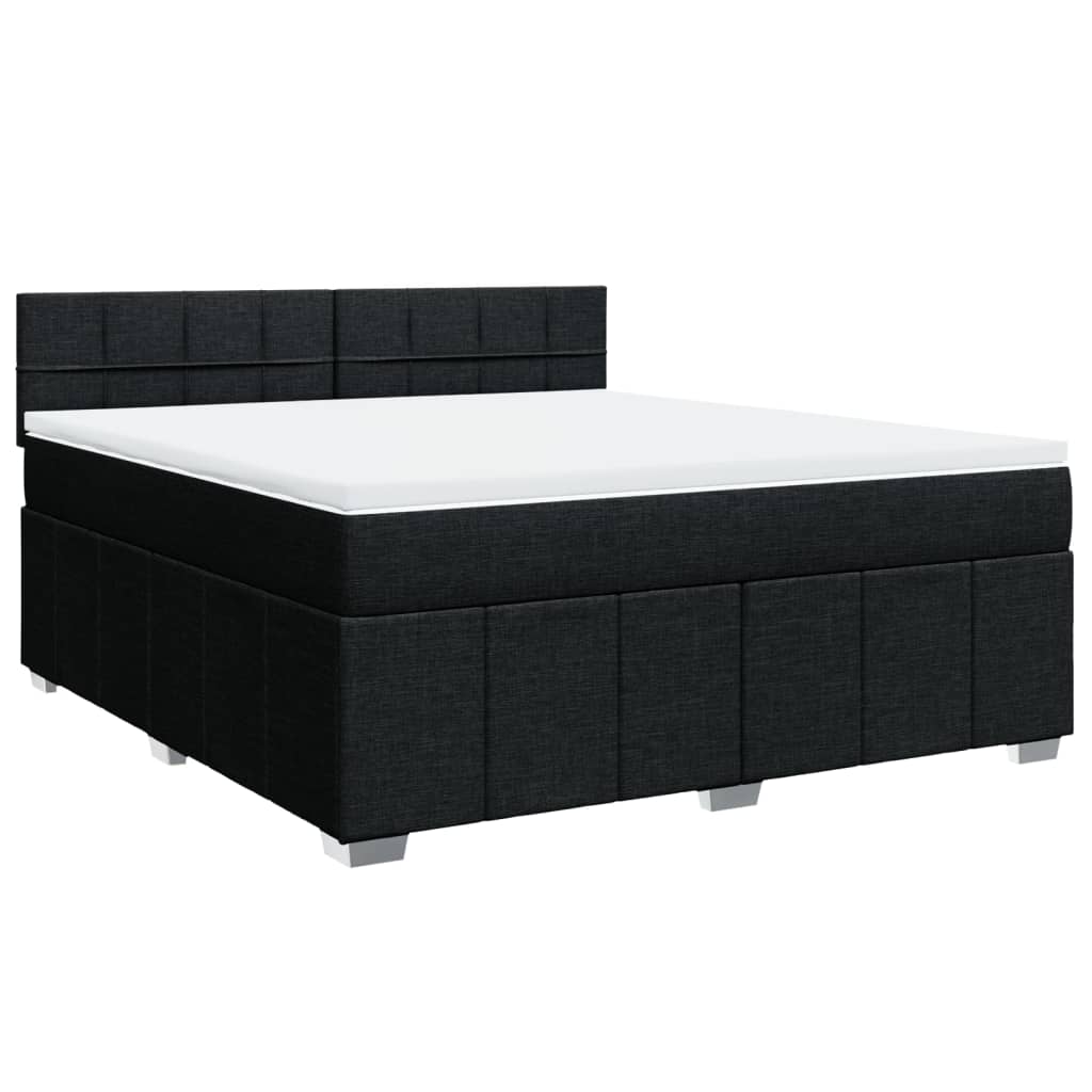 vidaXL Pat box spring cu saltea, negru, 180x200 cm, catifea