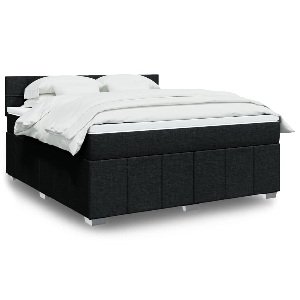 vidaXL Boxspringbett mit Matratze Schwarz 180x200 cm Stoff