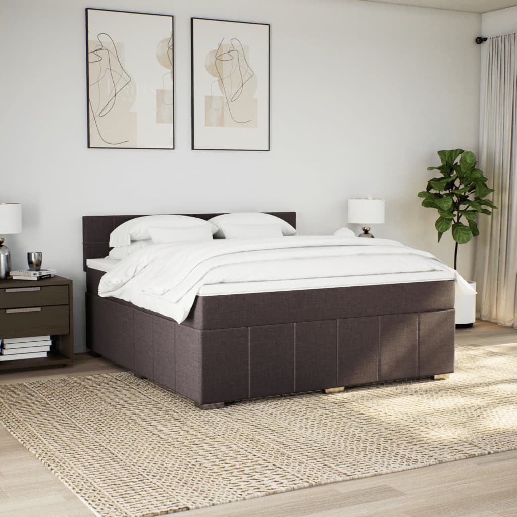 Box spring postel s matrací tmavě hnědá 180x200 cm textil - obrázek 3