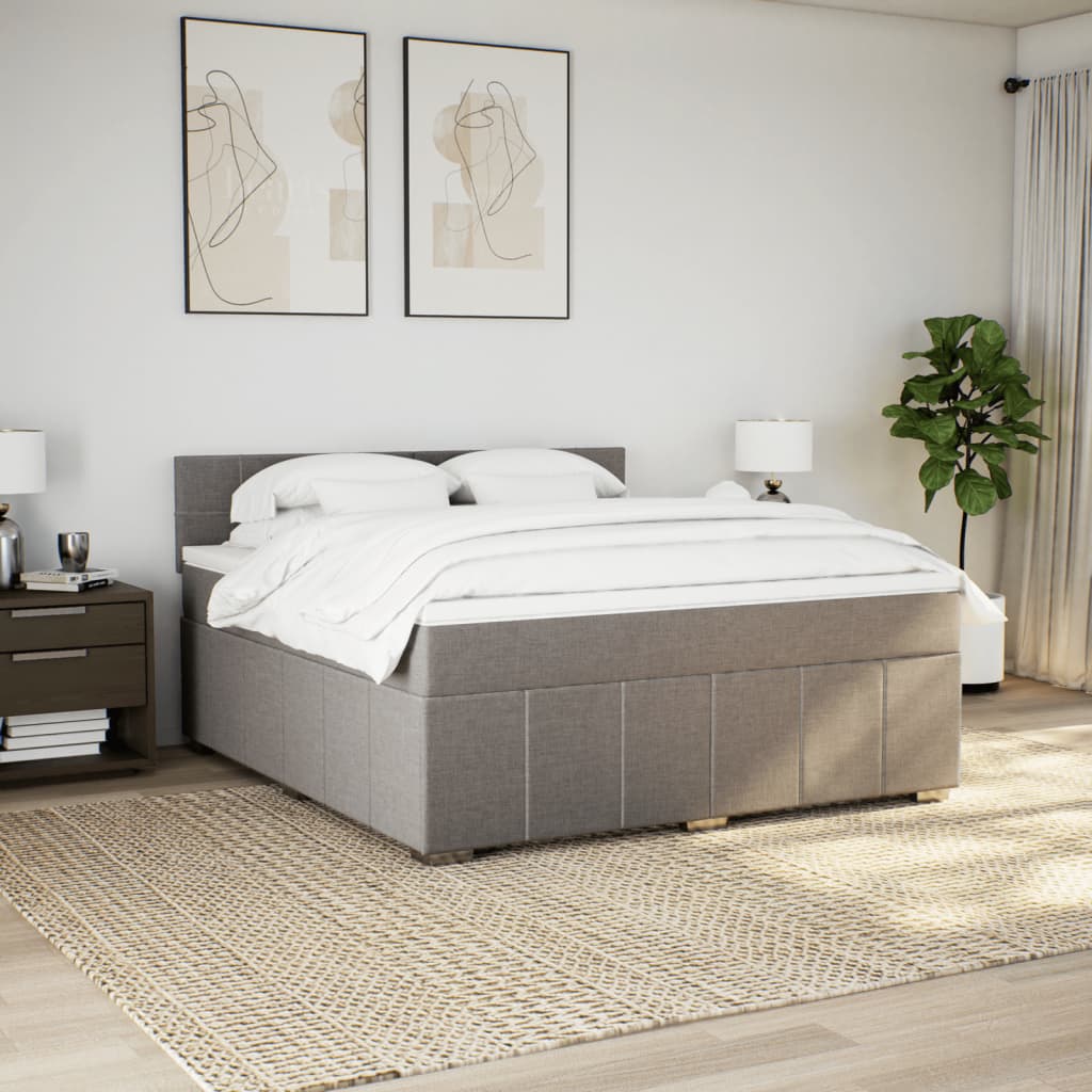 vidaXL Boxspring met matras stof taupe 180x200 cm afbeelding