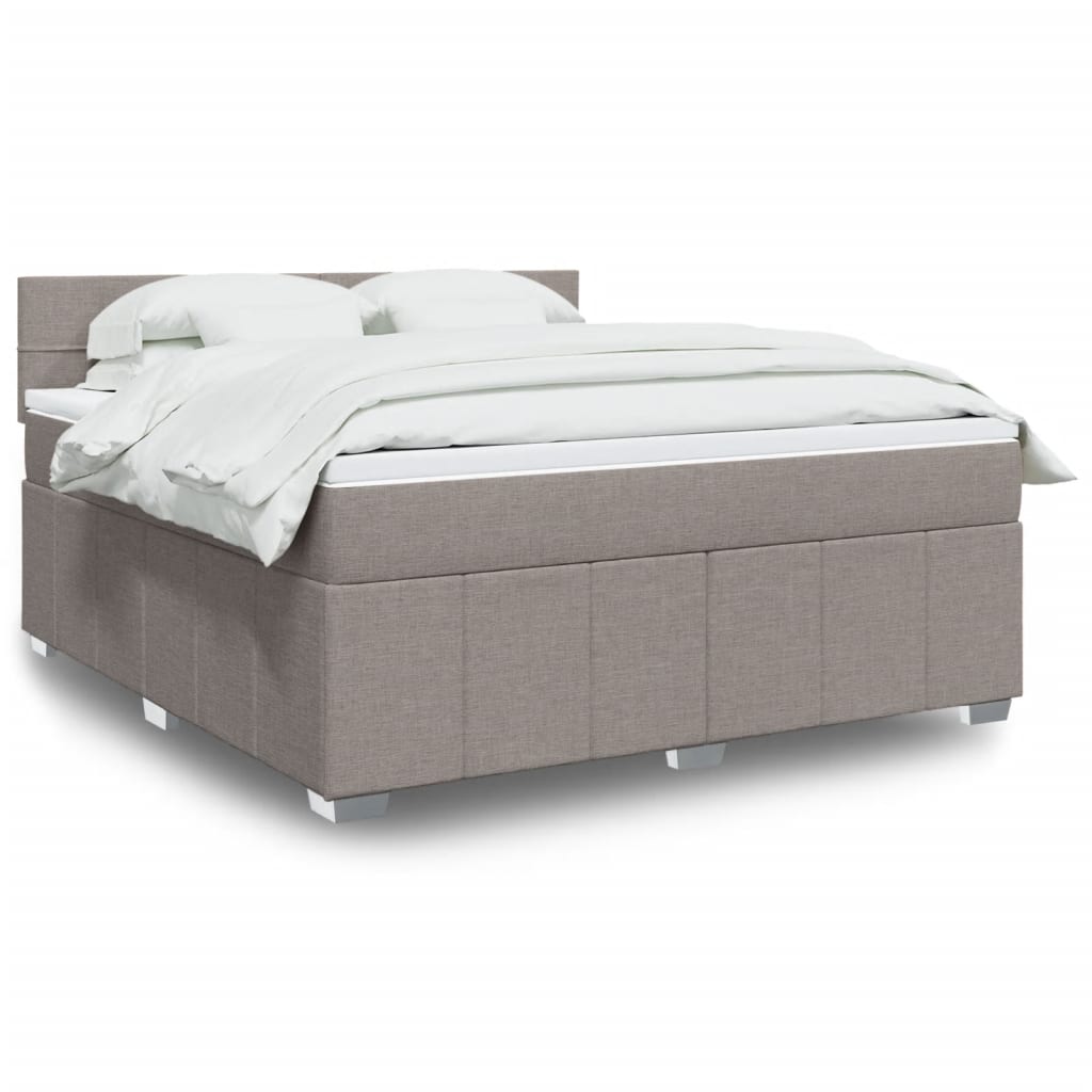 vidaXL Boxspringbett mit Matratze Taupe 180x200 cm Stoff