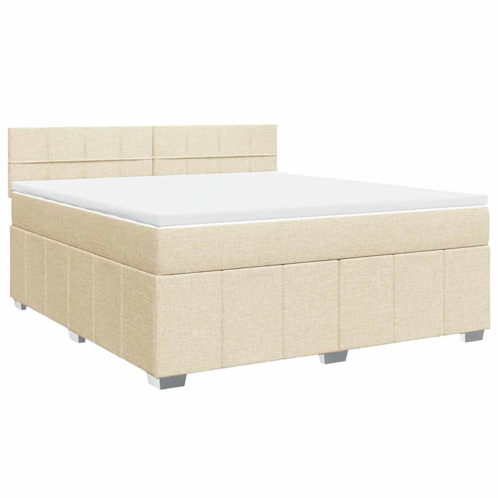 vidaXL Box spring postelja z vzmetnico krem 180x200 cm blago