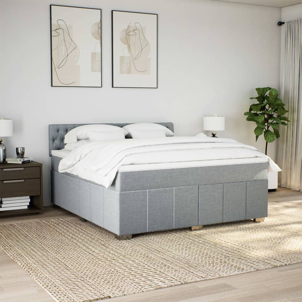 vidaXL Boxspring met matras stof lichtgrijs 180x200 cm afbeelding