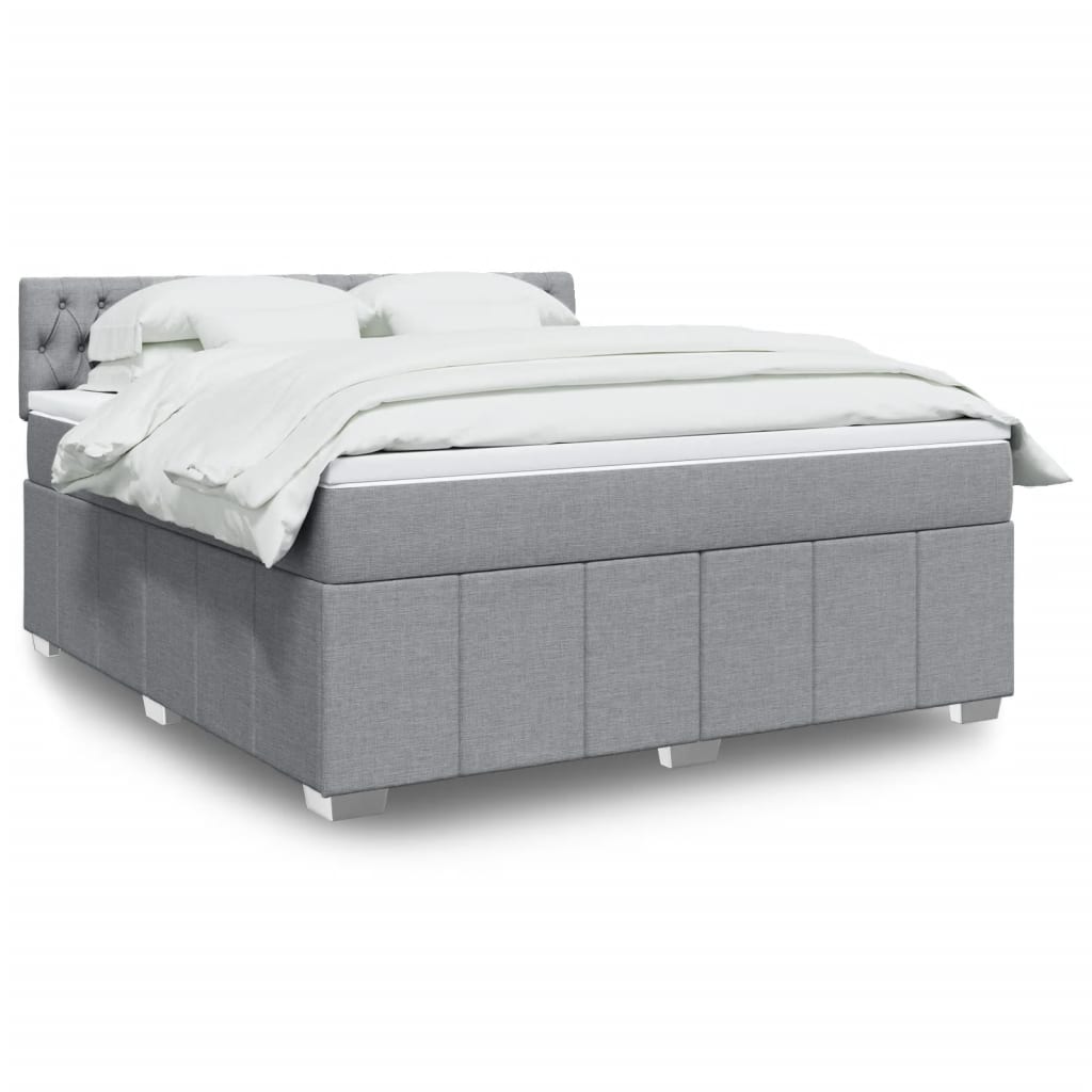 Boxspringbett mit Matratze Hellgrau 180×200 cm Stoff