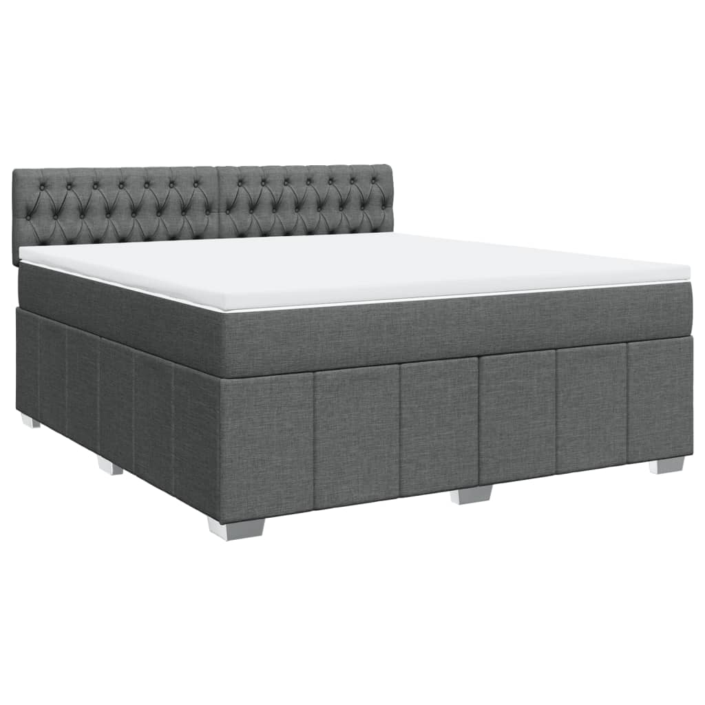 vidaXL Pat box spring cu saltea, gri închis, 180x200 cm, textil
