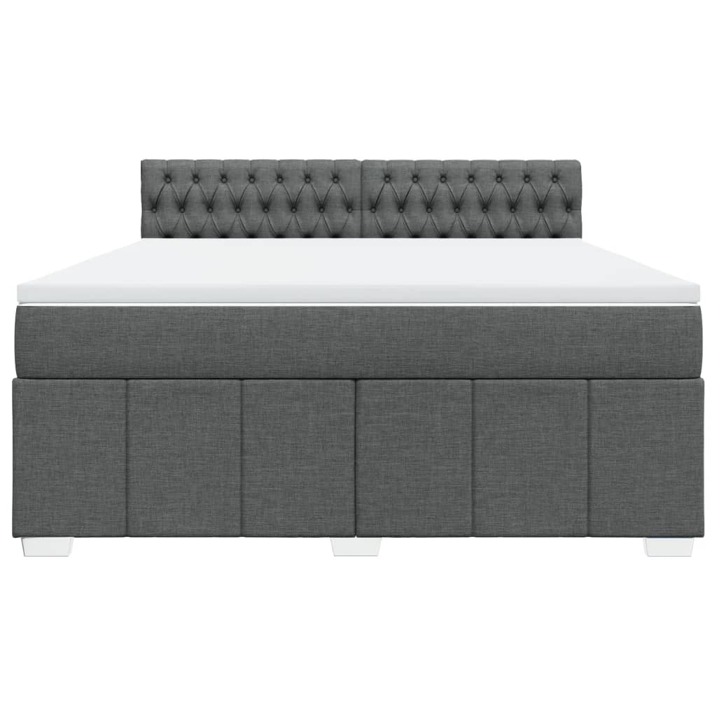 vidaXL Boxspring met matras stof donkergrijs 180x200 cm grijs, foto 4