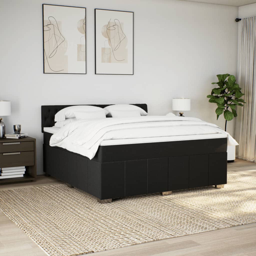 vidaXL Boxspring met matras stof zwart 180x200 cm afbeelding