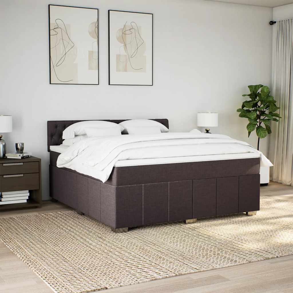 Box spring postel s matrací tmavě hnědá 180x200 cm textil - obrázek 3