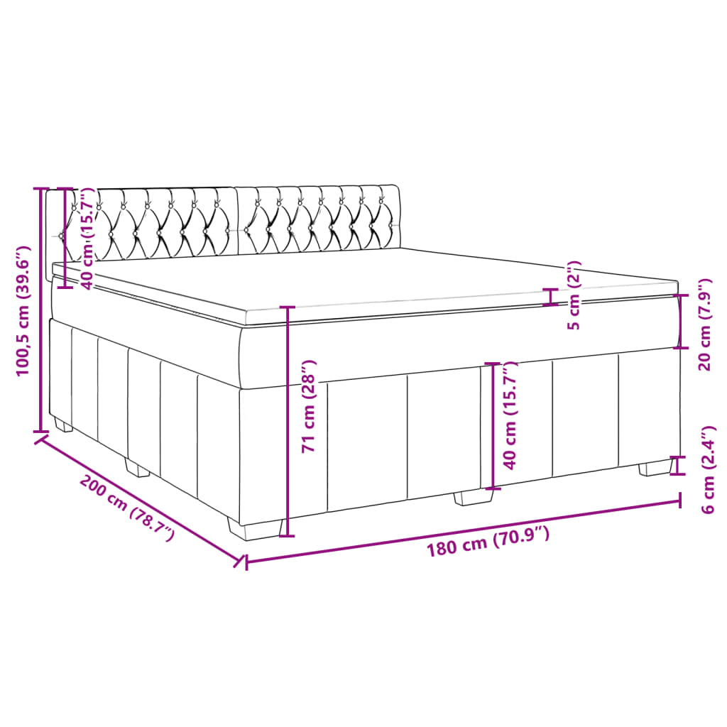 Box spring postel s matrací tmavě hnědá 180x200 cm textil - obrázek 13