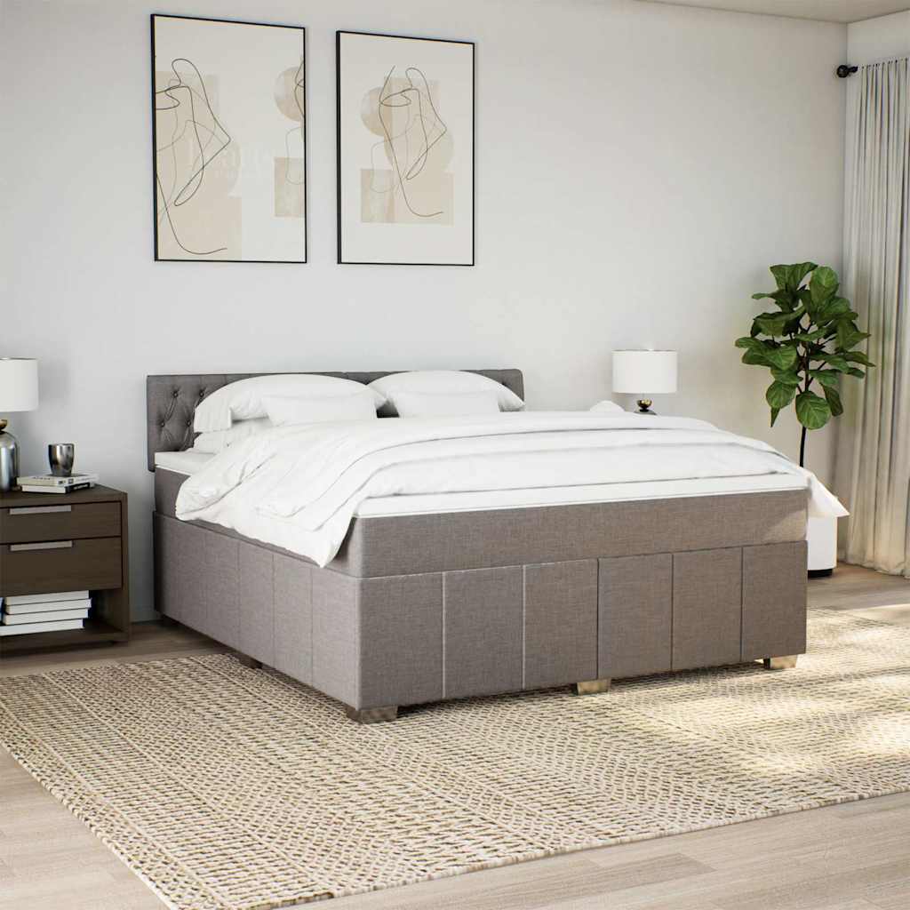 vidaXL Boxspring met matras stof taupe 180x200 cm afbeelding