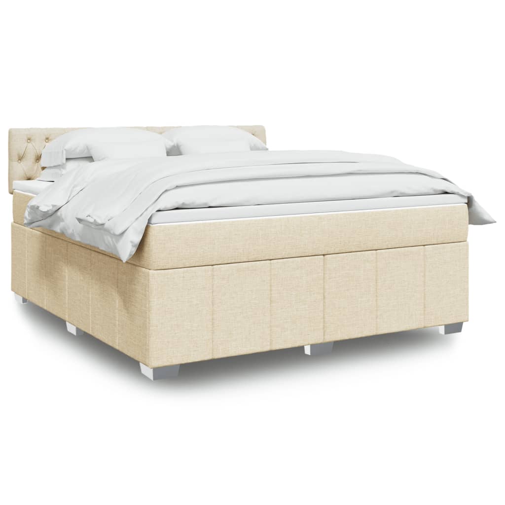 Boxspringbett mit Matratze Creme 180×200 cm Stoff