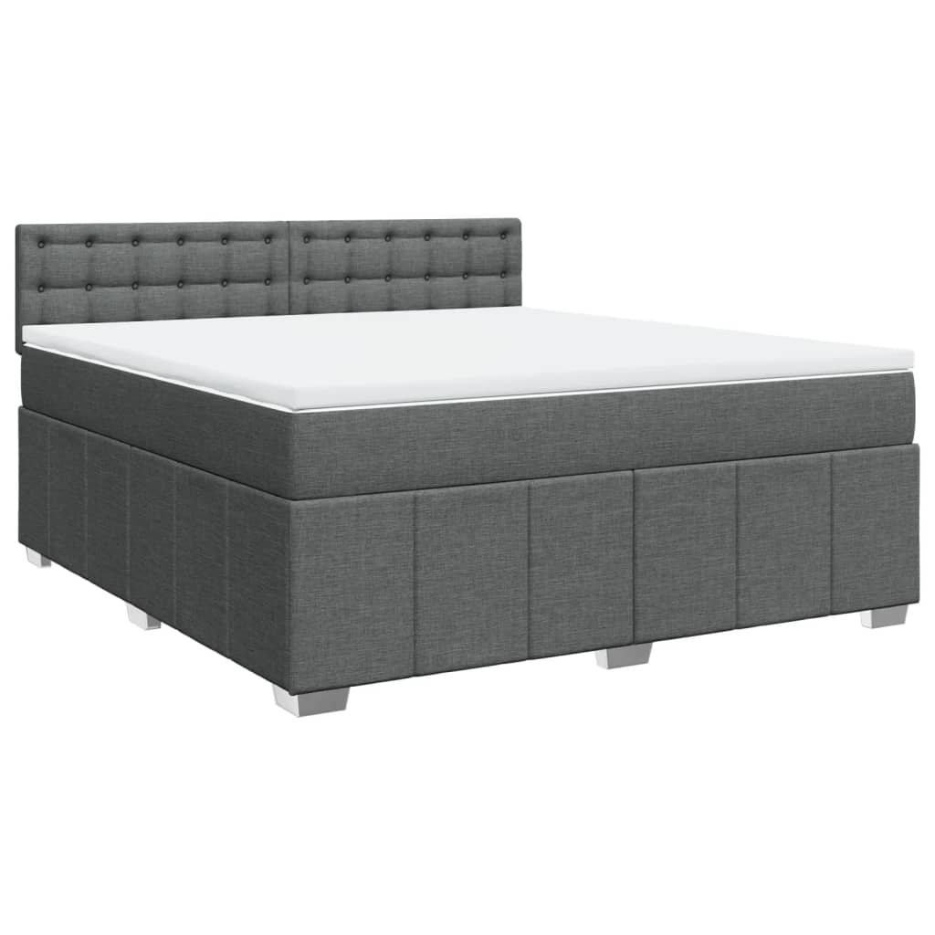 vidaXL Pat box spring cu saltea, gri închis, 180x200 cm, textil
