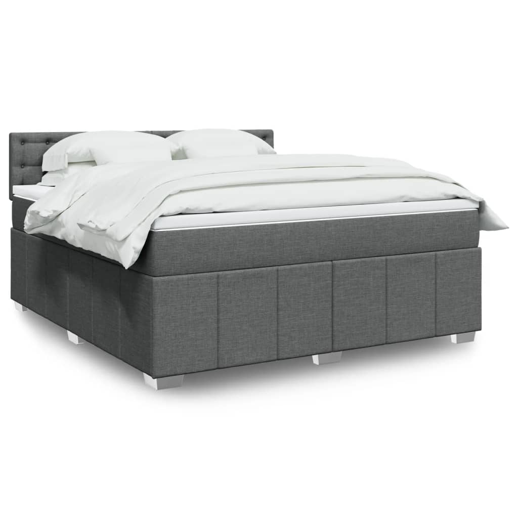 Boxspringbett mit Matratze Dunkelgrau 180×200 cm Stoff