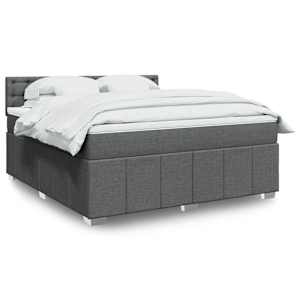 Box spring postel s matrací tmavě šedá 180x200 cm textil - obrázek 1