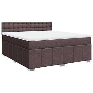 Box spring postel s matrací tmavě hnědá 180x200 cm textil - obrázek 2
