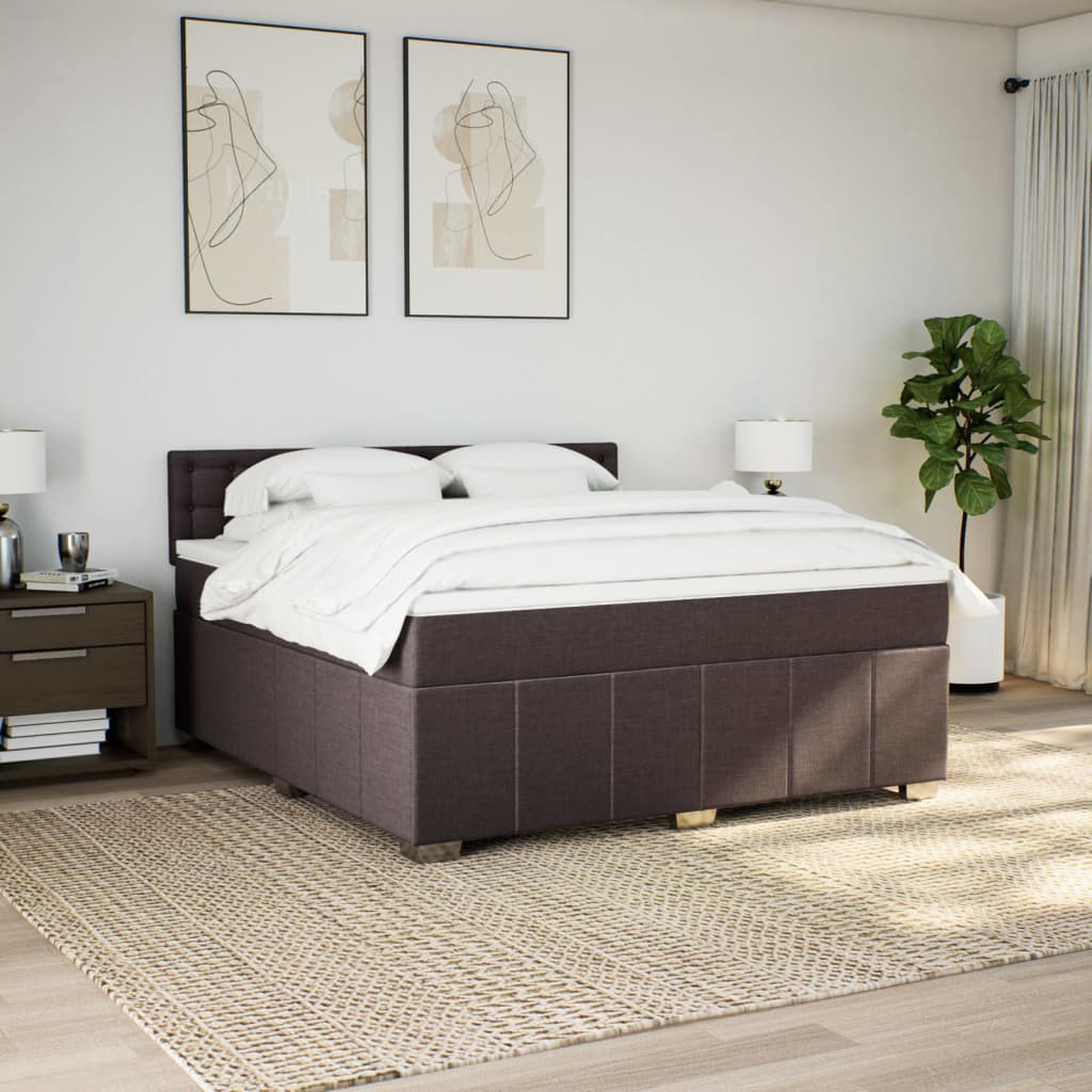 Box spring postel s matrací tmavě hnědá 180x200 cm textil - obrázek 3