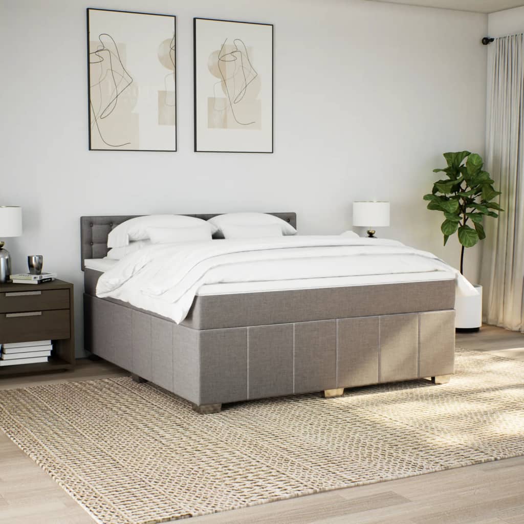 vidaXL Boxspring met matras stof taupe 180x200 cm afbeelding