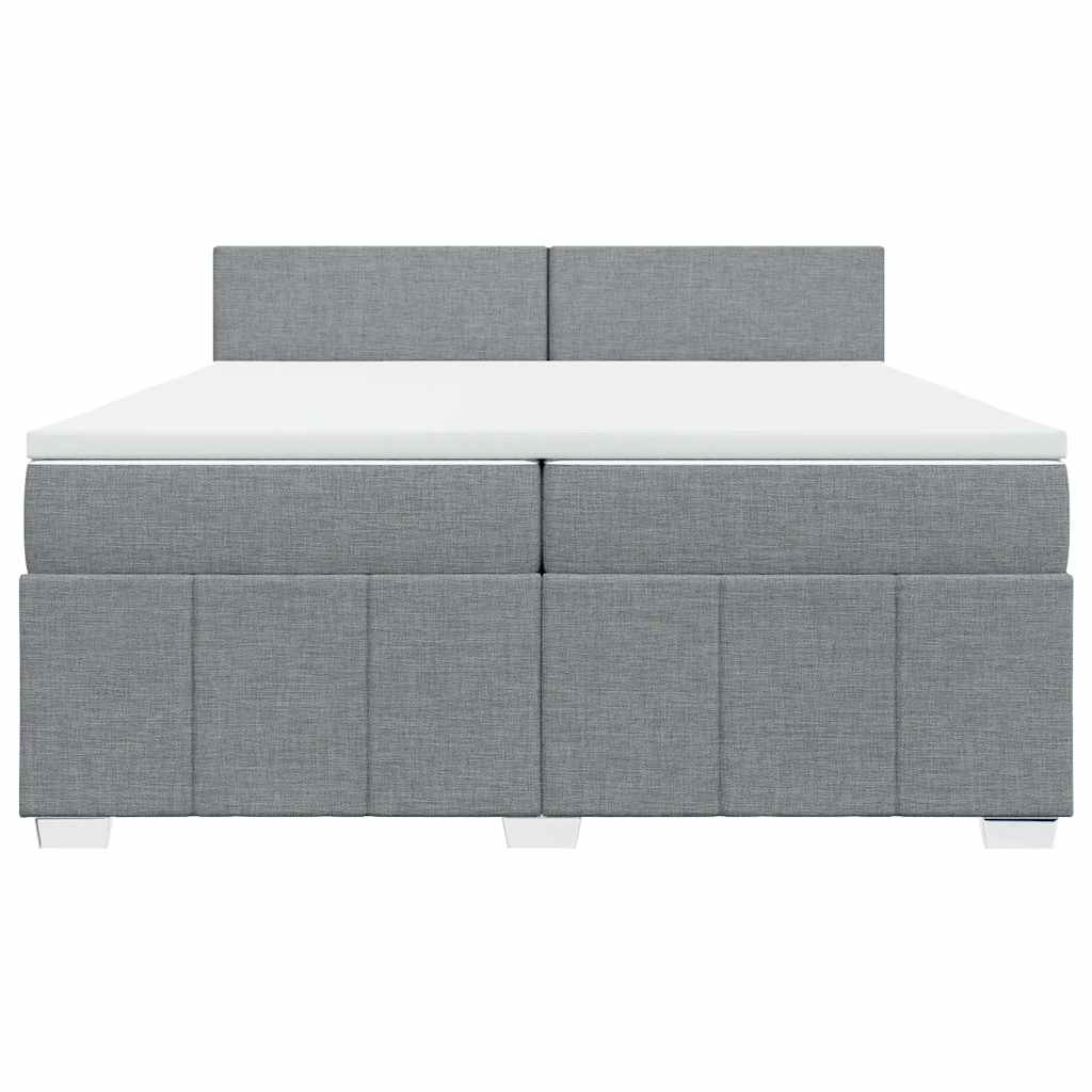 vidaXL Boxspring met matras stof lichtgrijs 200x200 cm grijs, foto 4