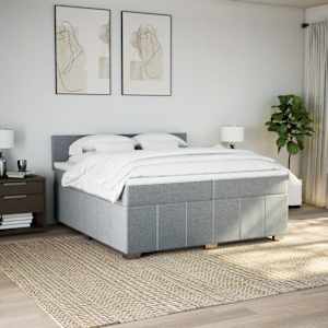Box spring postel s matrací světle šedá 200 x 200 cm textil - obrázek 3