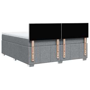 Box spring postel s matrací světle šedá 200 x 200 cm textil - obrázek 6