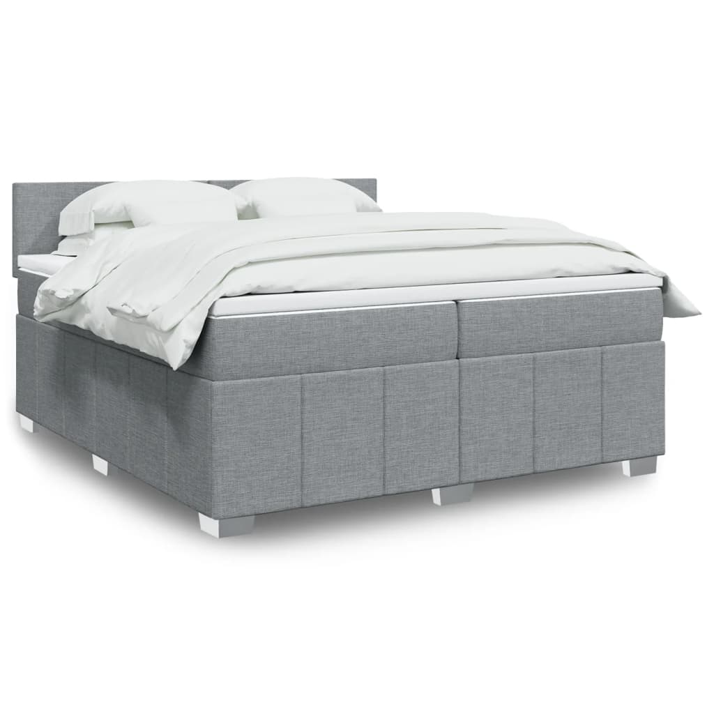 Boxspringbett mit Matratze Hellgrau 200×200 cm Stoff