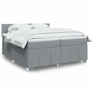 Box spring postel s matrací světle šedá 200 x 200 cm textil - obrázek 1