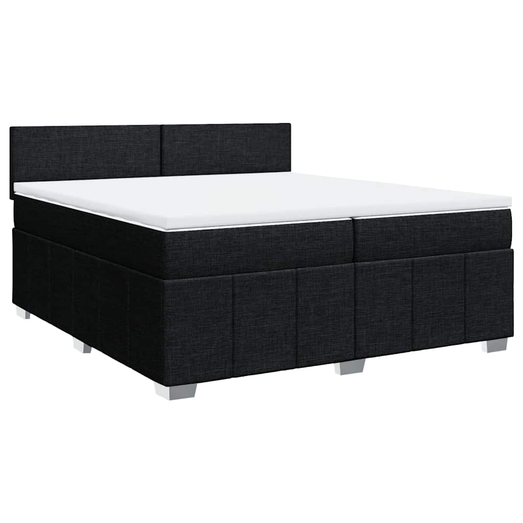 vidaXL Pat box spring cu saltea, negru, 200x200 cm, textil