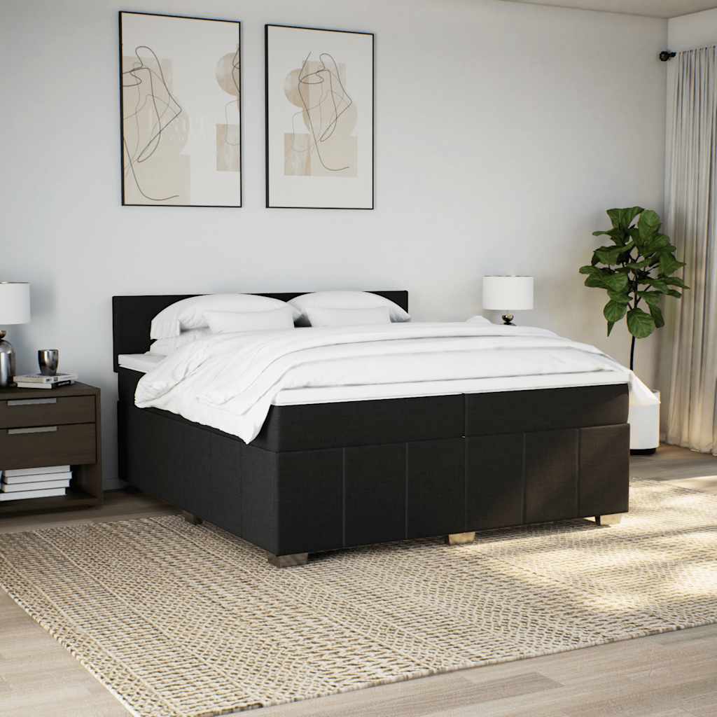 vidaXL Boxspring met matras stof zwart 200x200 cm, foto 2