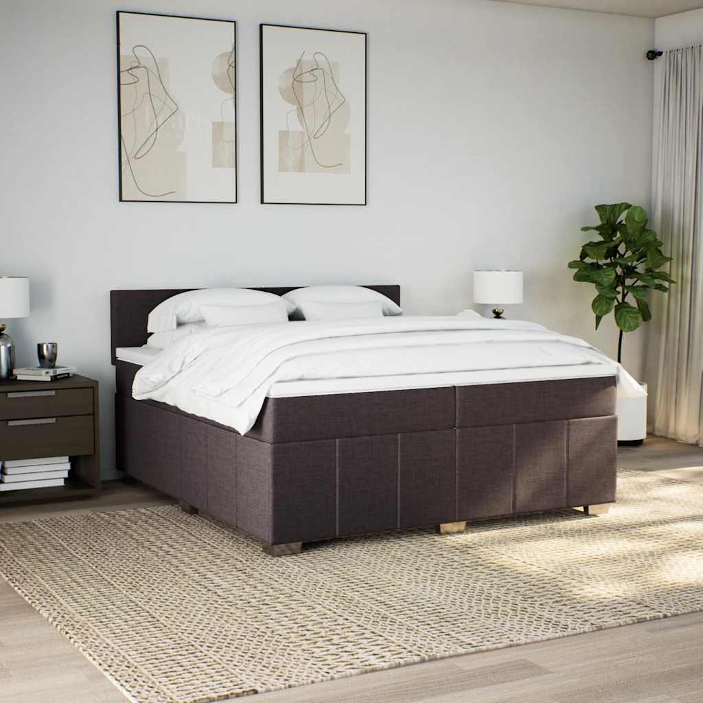 vidaXL Boxspring met matras stof donkerbruin 200x200 cm afbeelding